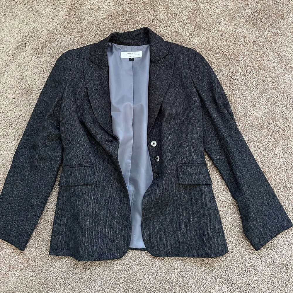 Black Blazer with shoulder pads. Brand Tahari